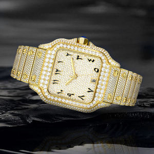 Reloj de lujo para hombre con números romanos, estilo hip-hop, resistente al agua, con morganita, medio esmerilado - Product Image 2