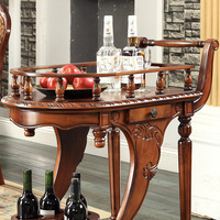 Chariot de service de style antique, chariot à vin rouge pour cocktails d'hôtel, chariot de bar en bois massif de style américain, mobilier pour la maison et l'hôtellerie