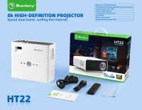 Meilleur projecteur intelligent Android 9.0 HT22 4K blanc avec télécommande, 120 lumens, projection 10m, 8 Go de ROM, 1 Go de RAM pour la maison