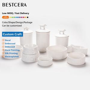 BESTCERA BSCI Profissional <span class=keywords><strong>Pet</strong></span> Fornecimentos Fabricante de Cerâmica <span class=keywords><strong>Pet</strong></span> Supplies Set Dog Cat <span class=keywords><strong>Bowl</strong></span> Tratar Jar <span class=keywords><strong>Pet</strong></span> Food Container - Product Image 1