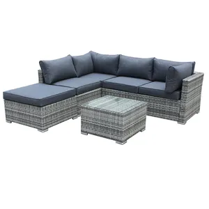 Aangepaste Aluminium Of Ijzer Rotan Tuin Set Pe Rieten Polyester Stof Moderne Populaire Conversation Sofa Set Tuinmeubilair
