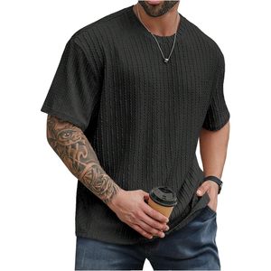 Men's Textured Knit Tshirt Oversized Short Sleeve Casual Summer <b>Top</b> - Product Image 1