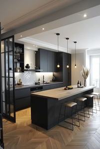 Meubles de cuisine modulaires de luxe modernes, construction en contreplaqué stratifié, design écologique, <span class=keywords><strong>pour</strong></span> appartement, usage complet - Product Image 2
