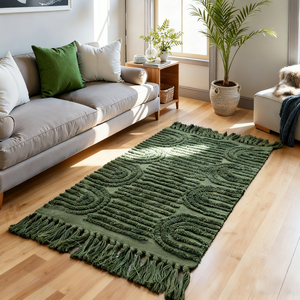Lusso lavabile Boho ingresso <span class=keywords><strong>bagno</strong></span> tessuto in cotone riciclato tappeti Runner con nappa - Product Image 5