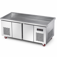 Réfrigérateur professionnel en acier inoxydable 201 avec dessus en verre, vitrine réfrigérée pour buffet