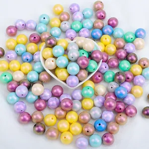 Einzigartige Produkte benutzer definierte Masse 17mm Silikon perlen Mode Silikon Glanz perlen runde Form Silikon Kau perlen