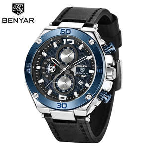 Top Brand New BENYAR 5151 Fashion <b>Men</b> Quartz <b>Watch</b> Sport Chronograph Business <b>Waterproof</b> Leather <b>Watches</b> for Man 2025 - Product Image 4