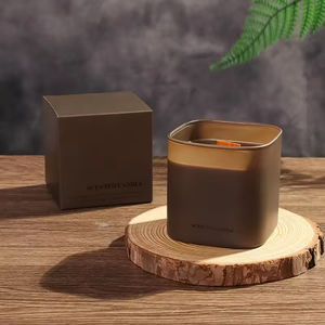 เทียนหอมกลิ่นหลากหลายในขวดแก้วทำมือสีเข้มสุดหรู พร้อมไส้เทียนไม้และขี้ผึ้งถั่วเหลือง ตกแต่งบ้านสวยงาม เหมาะสำหรับเป็นของขวัญ - Product Image 6