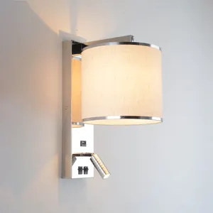 Hotel Stainless Steel USB Recharger Bedroom Reading LED Wall Light