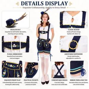 Traje Nacional Bávaro al por Mayor, Conjunto de Pantalones con Tirantes Bordados Alemanes, Uniforme para el Oktoberfest de Múnich - Product Image 4