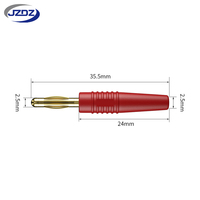 JZDZ 2,5mm Geschweißter Vergoldeter Bananenstecker mit PVC-Isolierhülle 30Vac-60Vdc/Max.10A J.10006