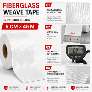 Cinta de Tela de Fibra de Vidrio Personalizada de 50 mm, Rollo de 45 m para Reparación de Barcos, Canoas y Tablas de Surf - Product Image 2