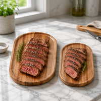 Klassieke ecovriendelijke ovale acaciahouten serveerschalen set van 2 voor thuisfeestjes, kaas, charcuterie, snacks, hapjes, fruitdecoratie