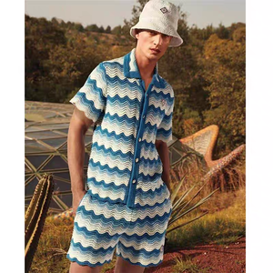 Maglione a maniche corte con Logo personalizzato Cardigan 100% maglieria in <span class=keywords><strong>cotone</strong></span> traforato per maglione lavorato a maglia primavera estate - Product Image 5