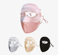 Masque facial de luxe en soie de mûrier 19 Momme, protection solaire UPF 50+, réversible, respirant, couvre tout le visage, lavable, soin de la peau pour femmes
