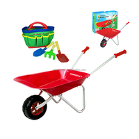 Cadeau Ensemble d'outils de jardinage pour enfants avec mini brouette en métal Chariot à main Chariot de plage pour enfants Ensemble de jouets de sable Nouveau kit d'outils de jardinage pour enfants
