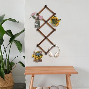 ชั้นวางของไม้แบบวินเทจอเนกประสงค์ ปรับขยายได้ เป็นมิตรกับสิ่งแวดล้อม สีน้ำตาล ติดผนัง แบบพับได้ - Product Image 2