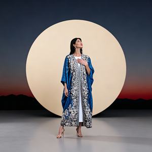 Robe Abaya en polyester de luxe élégante et personnalisée, avec strass thermocollants de haute qualité, pour femmes musulmanes, vente en gros - Product Image 2