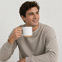 Mug en céramique émaillée mouchetée 16 oz, base naturelle non émaillée, grande poignée, logo personnalisé pour la maison, le bureau, le café, ou comme cadeau