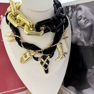 Collar de Moda con Cuerda Negra, Accesorios con Dijes de Sombrero y Botas, Gargantilla, Joyería al por Mayor, Collar Cruzado, Regalo para Mujer, Fiesta - Product Image 2