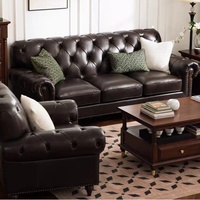 Vente flash : Ensemble de canapés modulaires en cuir européens pour salon, meubles classiques de luxe
