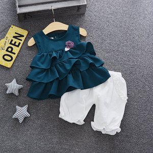 Vêtements en gros pour filles : T-shirts décontractés unis foncés et pantalons blancs, ensembles de survêtements à prix abordable, en provenance de fournisseur chinois - Product Image 1