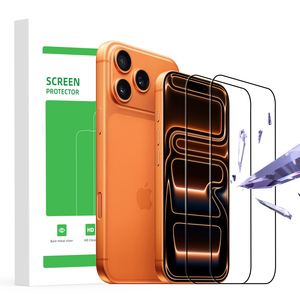 واقي شاشة زجاجي مقوى عالي الدقة غير قابل للكسر لهواتف آيفون 17 16 15 14 13 12 برو ماكس مع محاذاة تلقائية ومقاوم للغبار - Product Image 1