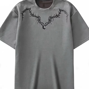 Camiseta <span class=keywords><strong>Americana</strong></span> Vintage Personalizada, Lavada, <span class=keywords><strong>de</strong></span> 300g, Talla Grande, Corte Regular, Transpirable, Anti-Pilling, Muestra <span class=keywords><strong>de</strong></span> Remake, Producción en Masa - Product Image 3