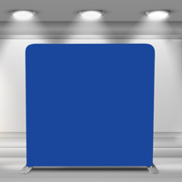 Support d'affichage pliable en aluminium 8x8 pour salon professionnel, avec toile tendue à montage rapide, impression recto-verso, toile de fond bleu cobalt pour événement