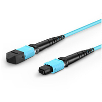 Cordon de brassage fibre optique MPO-MPO, OM3 Multimode à faible perte d'insertion 0,35 dB, LSZH Aqua pour centre de données