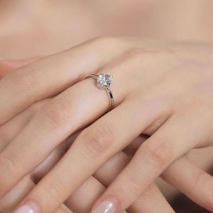 Dylam Women Classic Fine Jewelry Accessories S925 <b>Silver</b> Rhodium Plated <b>Solitaire</b> 5A Cubic Zirconia Wedding Band Bridal <b>Rings</b> - Product Image 4