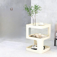 Table basse minimaliste moderne en fer avec plateau en verre et étagère de rangement pour chambre et salon