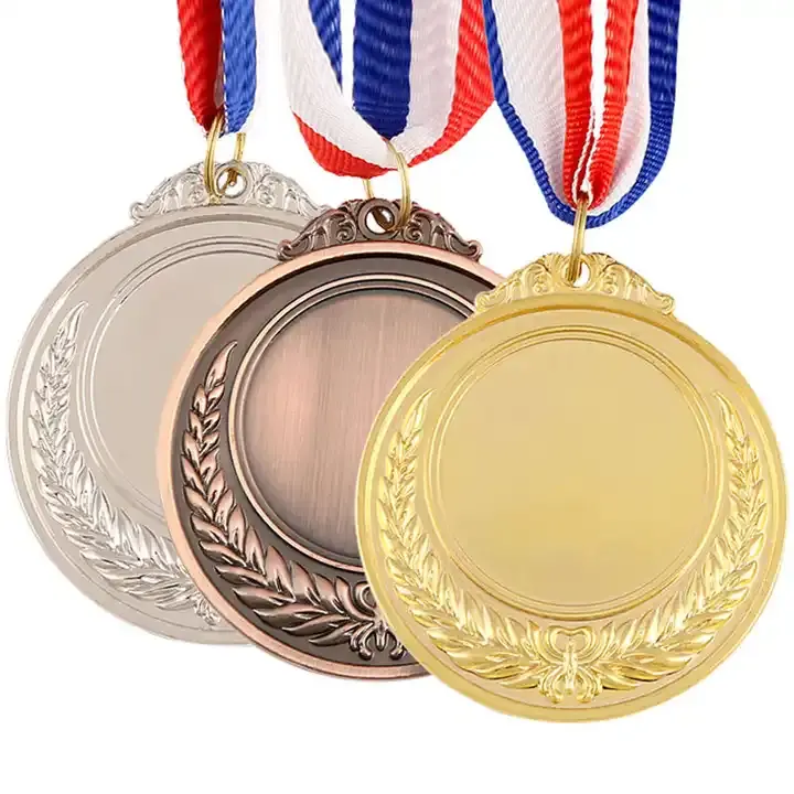 Medali olahraga kosong logam logo laser kustom untuk berbagai acara