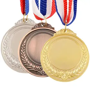 Medalla deportiva en blanco de metal con logotipo láser personalizado para varios eventos