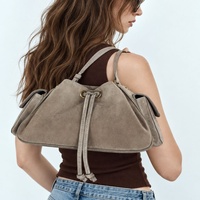 Sac à bandoulière plissé en cuir PU haut de gamme, style vintage européen-américain, avec cordon de serrage, pour femme