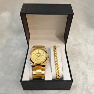 Relojes de Cuarzo de Lujo Poedagar 930 Golden, Reloj Montre Resistente al Agua con Manecillas Luminosas, Reloj para Hombre con Brazalete y Caja, Juego de 3 Piezas - Product Image 1