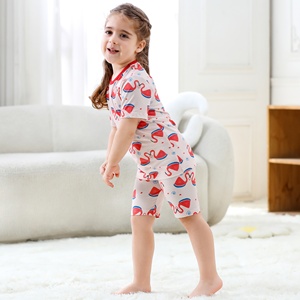 Michley – Ensemble de vêtements pour enfants 2 pièces, personnalisé avec logo OEM, en fibre de bambou douce, motif animaux mignons, vente en gros directe usine, 2-8 ans - Product Image 4