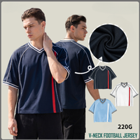 Maillot de football personnalisé pour homme, en mesh, manches courtes, col en V contrastant, coupe ample, vêtement de sport