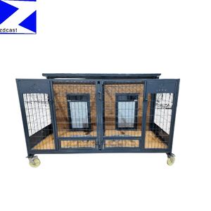 Cage <span class=keywords><strong>pour</strong></span> <span class=keywords><strong>chien</strong></span> pliable en bois brun moderne, double <span class=keywords><strong>porte</strong></span>, <span class=keywords><strong>pour</strong></span> intérieur, avec coussin, lit <span class=keywords><strong>pour</strong></span> animaux de compagnie robuste, <span class=keywords><strong>pour</strong></span> chiens de petite/moyenne taille - Product Image 3