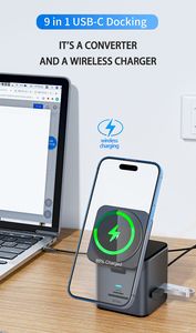 WiWU-Hub <span class=keywords><strong>USB</strong></span> pour ordinateur portable de type C, chargement sans fil, port <span class=keywords><strong>USB</strong></span> 3.0, port LAN, sortie vidéo, station d'accueil pour iPad, stock rapide - Product Image 2