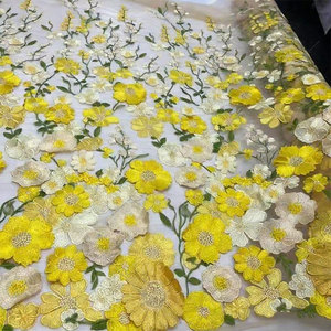Tela de Tul Bordado con Diseño Floral en 3D de Keering, para Confección de Ropa y Vestidos - Product Image 1