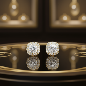 E3544 Orecchini in oro bianco con diamanti, taglio a cuscino, diamante naturale, gioielli da donna in stile classico - Product Image 2