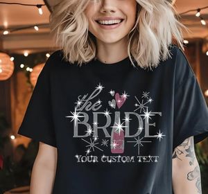 Ropa de Novia Ecológica de Diseño para Mujer, Camiseta 100% Algodón con Pedrería, Estilo Formal, Decoración para el Equipo de la Novia - Product Image 2