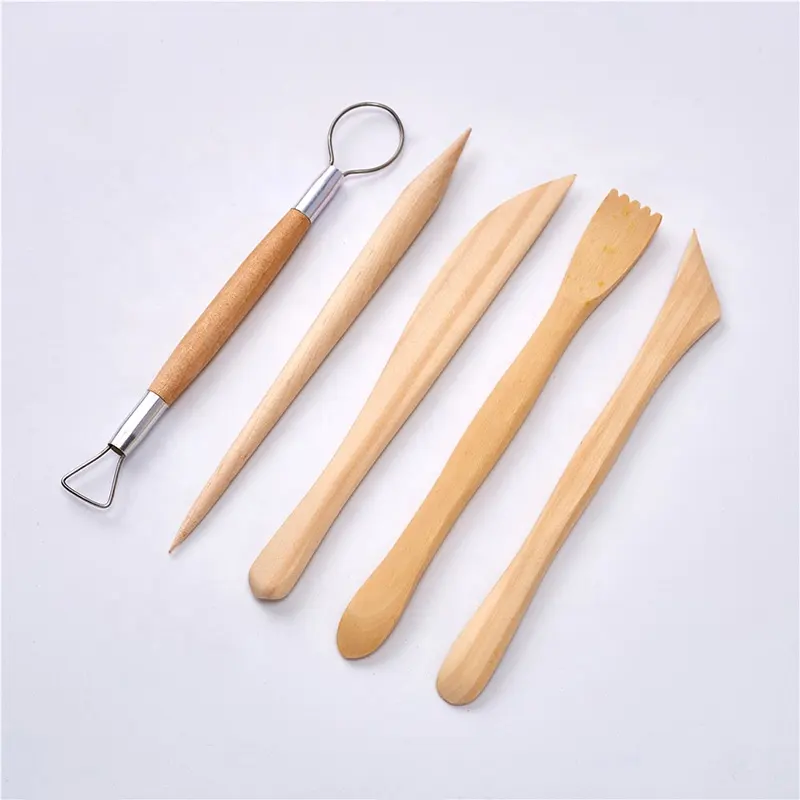 Professional Wooden Sculpting Pottery Tools Polymer Clay 5 Pcs Clay Sculpting Tools Set for Beginners Children Students