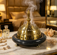 Brûleur d'encens Mabkhara en marbre noir naturel de luxe, pierre pour brûleur de Bakhoor arabe, décoration de maison musulmane, cadeau pour le Ramadan