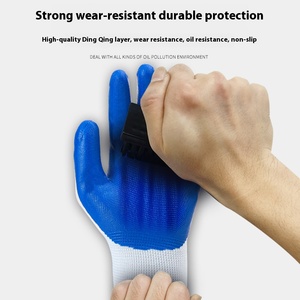 Guantes de seguridad industrial para la construcción Cuero de PVC con revestimiento de látex Forro de nailon de nitrilo térmico anticorte para soldadura - Product Image 3