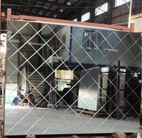 Luxury Bathroom Mirror Rectangular Art Mirror with V-groove Wall Decoration Aluminum Glass Float Style China 5mm Dark Blue