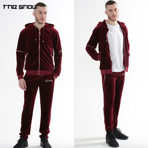 Elegantes Trajes Deportivos <span class=keywords><strong>de</strong></span> <span class=keywords><strong>Terciopelo</strong></span> Personalizados para <span class=keywords><strong>Hombre</strong></span>, Ropa al por Mayor, Trajes Deportivos <span class=keywords><strong>de</strong></span> <span class=keywords><strong>Terciopelo</strong></span> Rojo Borgoña con Cremallera Personalizados para <span class=keywords><strong>Hombre</strong></span> - Product Image 2