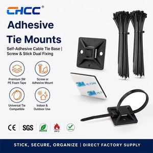 CHCC 100 pièces/sac Supports muraux <span class=keywords><strong>auto</strong></span>-adhésifs 3M en nylon pour serre-câbles, clips de gestion de câbles, bases de fixation pour serre-câbles - Product Image 1
