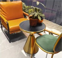 Table d'appoint en métal et marbre de style nordique, table à thé en acier de haute qualité pour salon, mobilier de maison moderne